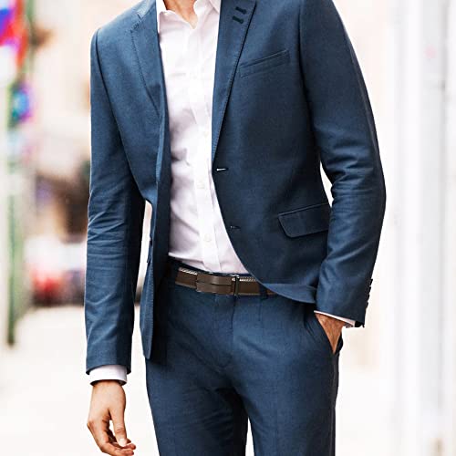 SENDEFN Men's Leather Belt Automatic Ratchet Buckle Slide Belt for Dress Casual Trim to Fit with Gift Box - Image 4