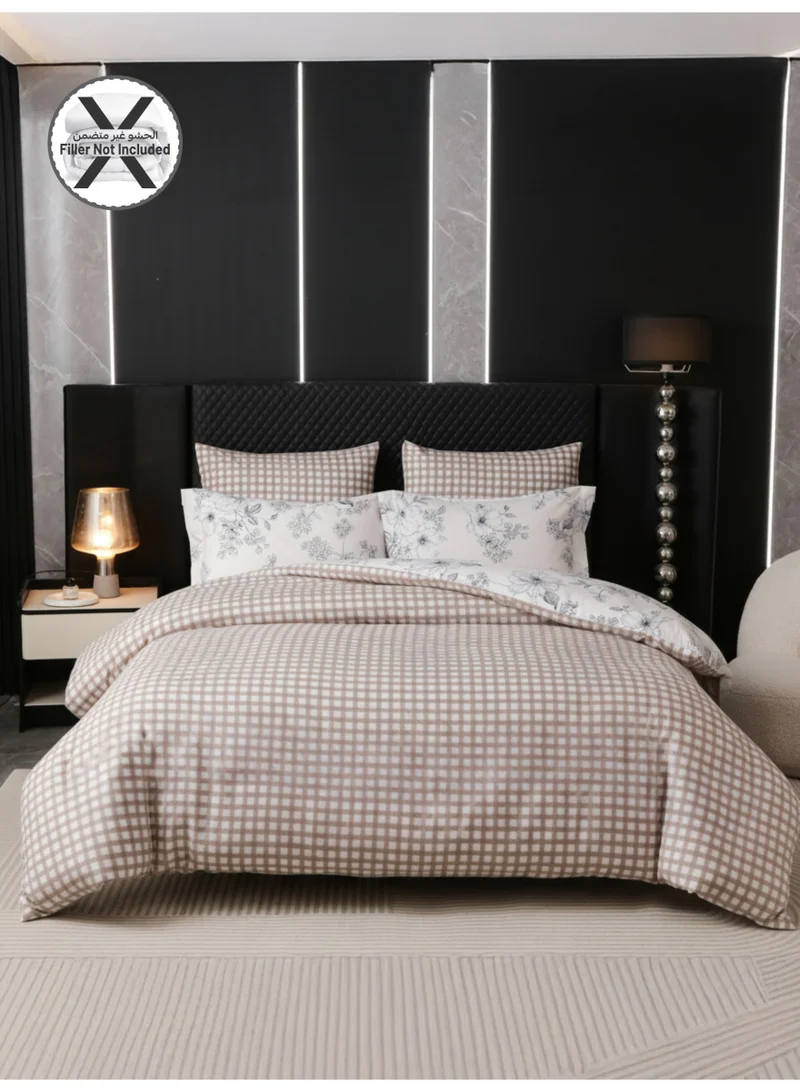Donetella Printed Duvet Set, Queen Size Fits 180x200 cm - 6-Pcs Bed Set, Microfiber Fabric - 1 Duvet Cover, 1 Fitted Sheet, 2 Pillow Shams, 2 Pillowcases (Filler Not Included)