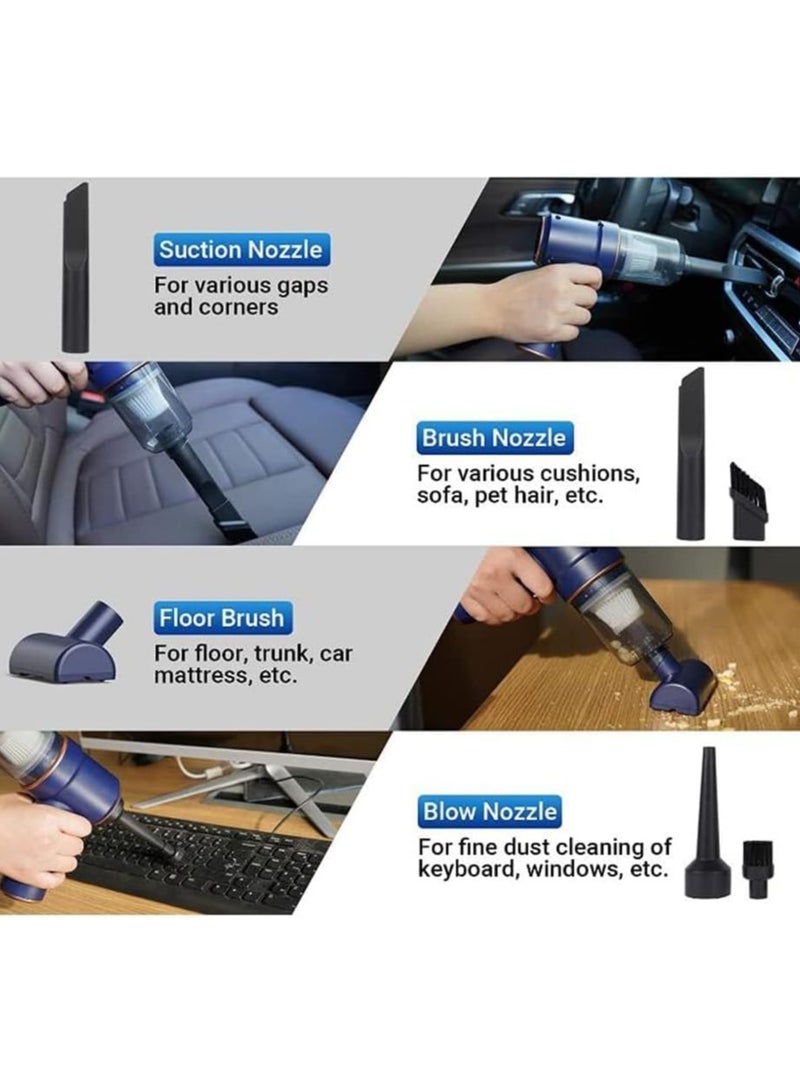 INGUNAR INGUNAR Car Vacuum Cleaner Cordless, Portable Handheld Vacuum Air Duster, 9000PA/120W Powerful Suction, Suck And Blow 2 In 1, With LED Light For Car/Home/Office/Pet, USB Rechargeable (Blue) - Image 4