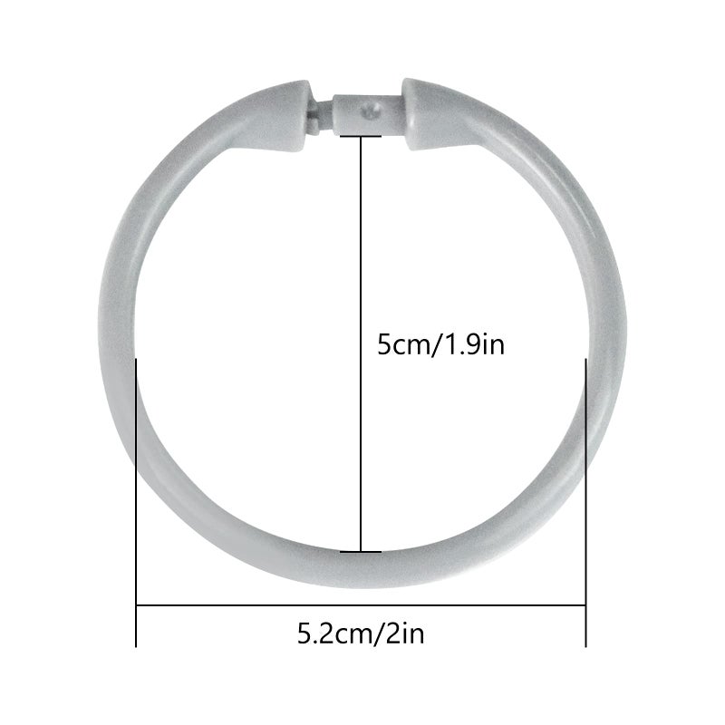 Qulable Shower Curtain Rings-12 Pack- Plastic Shower Curtain Hooks O-Shaped Rings Hook Glide Easily on Bathroom Shower Rod(Grey) - Image 3