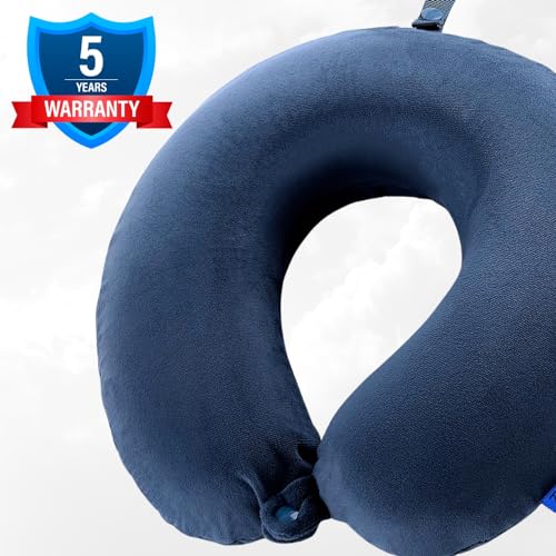 Trendifyr ™ Travel Neck Cushion Pillow With Eye Mask | Super Soft Material With 5 Years Warranty | For Travel & Sleep In Flights, Train, Car (Blue With Eye Mask) - Velvet - Image 2