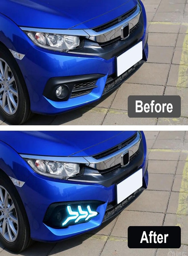 BIHEE Daytime Running Light Assembly for Honda Civic 2016 2017, 3 Color DRL Driving Fog Lamp Waterproof Bright Amber Turn Signal Light Assembly Kit,1 Pair - Image 2