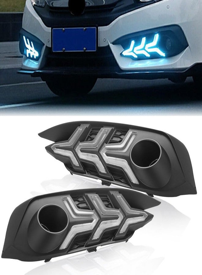 BIHEE Daytime Running Light Assembly for Honda Civic 2016 2017, 3 Color DRL Driving Fog Lamp Waterproof Bright Amber Turn Signal Light Assembly Kit,1 Pair - Image 1