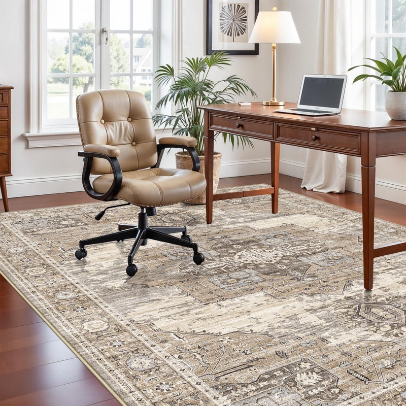 RUUGME 7x10 Rugs for Living Room: Boho Washable Area Rugs with Non Slip Backing Stain Resistant Carpet for Dining Room Bedroom Ultra Thin Soft Decoration Mat for Study Room Office 7x10 Beige - Image 4