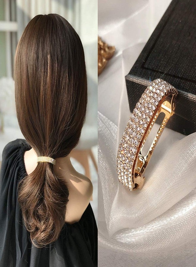 مشبك شعر أنيق من قطعتين من Xiwstar، مرصع بأحجار الراين، حامل ذيل حصان، مشابك شعر معدنية نصف دائرية لامعة، إكسسوارات شعر للنساء والفتيات - Image 2