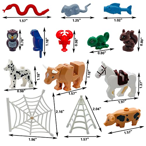 SAIBURAZ 39 PCS Friend Animals Figures Set Building Block Farm Zoo Animals Toy Gift for Kids Boys Girls Age 6+,Educational Toys Dog Pig Horse Spider Bat etc Fit with Major Brand - Image 2