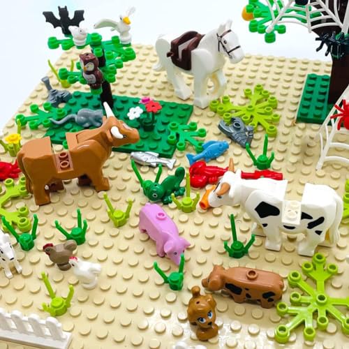 SAIBURAZ 39 PCS Friend Animals Figures Set Building Block Farm Zoo Animals Toy Gift for Kids Boys Girls Age 6+,Educational Toys Dog Pig Horse Spider Bat etc Fit with Major Brand - Image 5