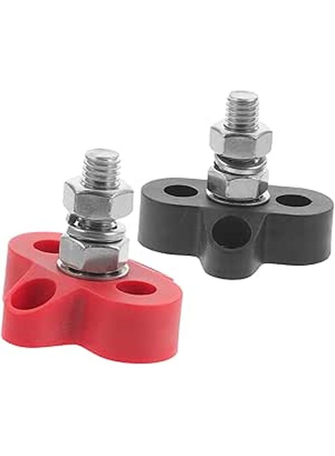 M8 Stainless Steel Battery Terminal Junction Block 2PCS Heavy Duty for Automotive RV Marine - Image 1