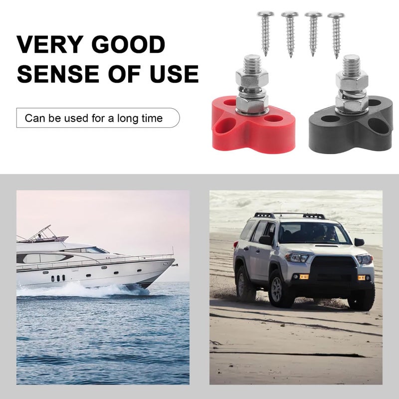 M8 Stainless Steel Battery Terminal Junction Block 2PCS Heavy Duty for Automotive RV Marine - Image 4