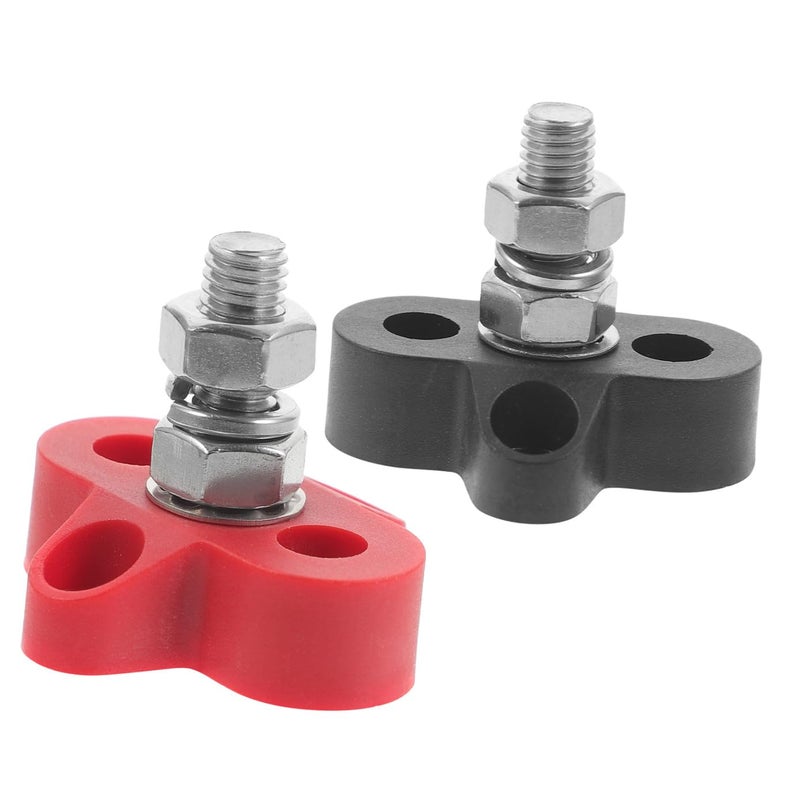M8 Stainless Steel Battery Terminal Junction Block 2PCS Heavy Duty for Automotive RV Marine - Image 2