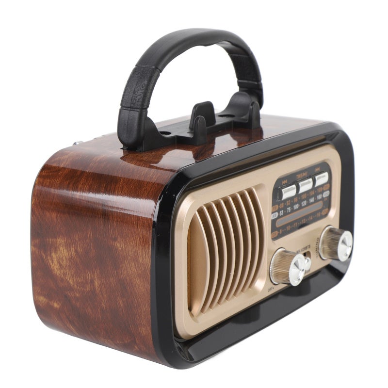 Retro FM Radio Bluetooth Speaker 6.7 x 3.7 x 4.2 Inches Black - 3 Power Supply Methods Vintage Bluetooth Radio with 13.7 Inch Retractable Antenna for Outdoor Use - Image 3