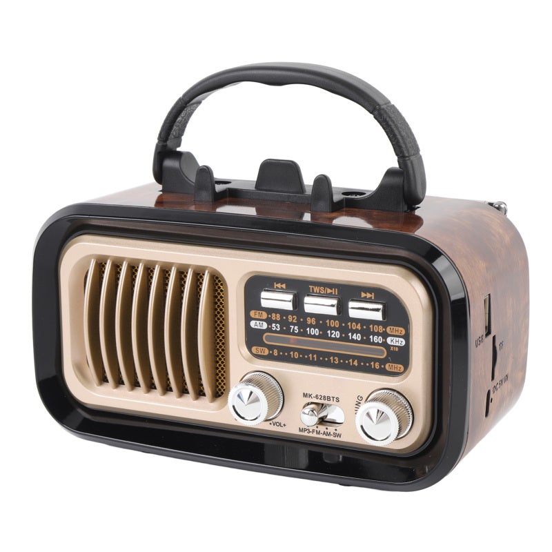 Retro FM Radio Bluetooth Speaker 6.7 x 3.7 x 4.2 Inches Black - 3 Power Supply Methods Vintage Bluetooth Radio with 13.7 Inch Retractable Antenna for Outdoor Use - Image 4