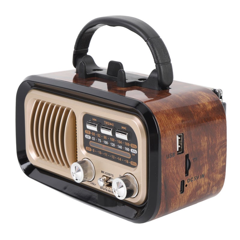 Retro FM Radio Bluetooth Speaker 6.7 x 3.7 x 4.2 Inches Black - 3 Power Supply Methods Vintage Bluetooth Radio with 13.7 Inch Retractable Antenna for Outdoor Use - Image 5