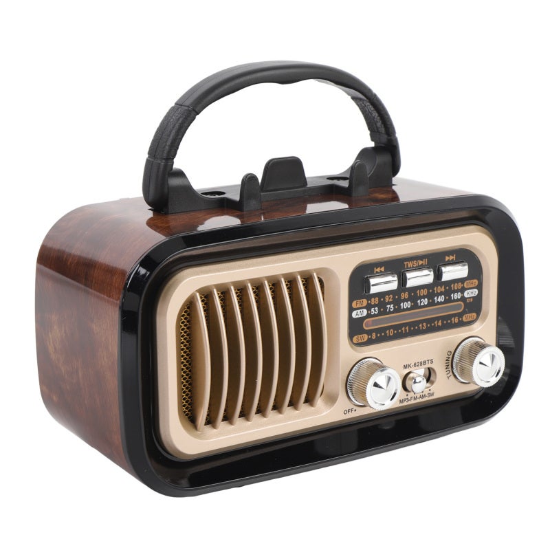 Retro FM Radio Bluetooth Speaker 6.7 x 3.7 x 4.2 Inches Black - 3 Power Supply Methods Vintage Bluetooth Radio with 13.7 Inch Retractable Antenna for Outdoor Use - Image 2