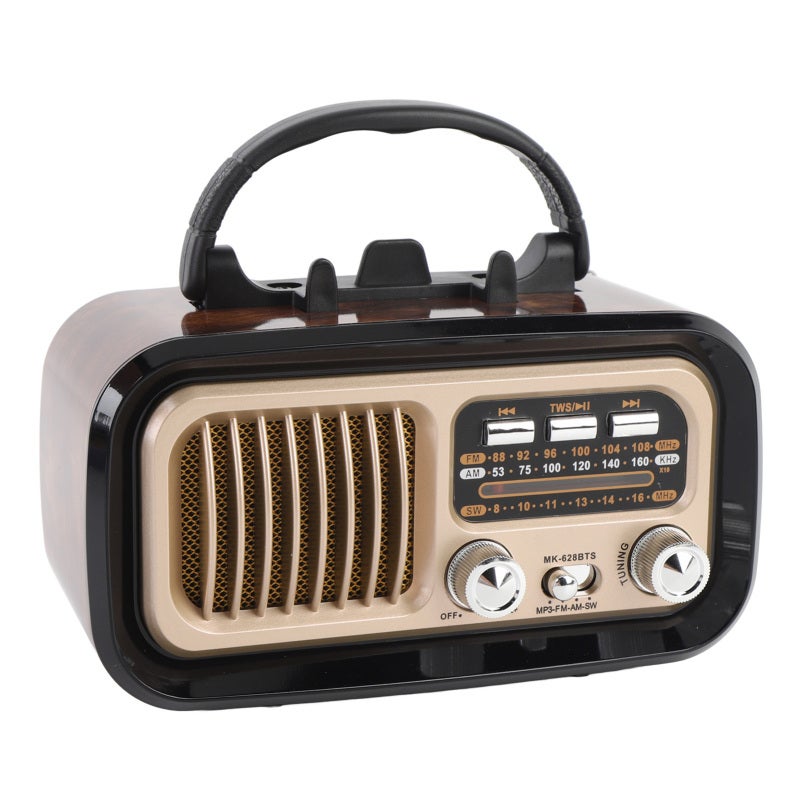 Retro FM Radio Bluetooth Speaker 6.7 x 3.7 x 4.2 Inches Black - 3 Power Supply Methods Vintage Bluetooth Radio with 13.7 Inch Retractable Antenna for Outdoor Use - Image 1