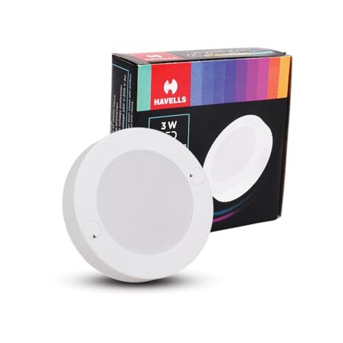 Havells Luna Striker LED 3W 4000K Ceiling Light Energy Efficient WIDEST 7 Colour Option Perfectly FITS in Junction Boxes Powder Coated Polycarbonate HOUSING,60 Lumen Per Watt 6500K - Image 1