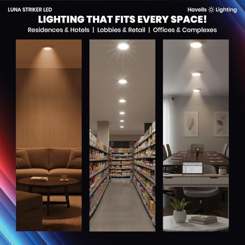 Havells Luna Striker LED 3W 4000K Ceiling Light Energy Efficient WIDEST 7 Colour Option Perfectly FITS in Junction Boxes Powder Coated Polycarbonate HOUSING,60 Lumen Per Watt 6500K - Image 5