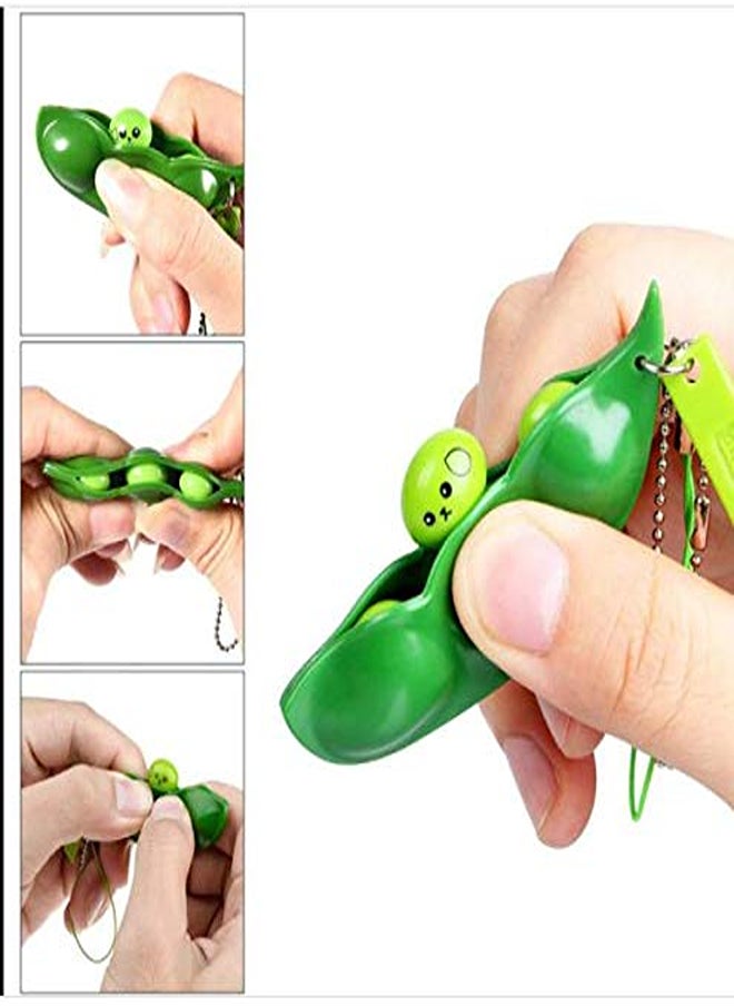 Generic - Squeeze-a-Bean Keychain – Squishy Soybean Fidget Toy for Stress & Anxiety Relief - Image 1