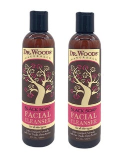 Dr. Woods Black Soap Liquid Facial Cleanser with Organic Shea Butter, 8 Ounce (Pack of 2)