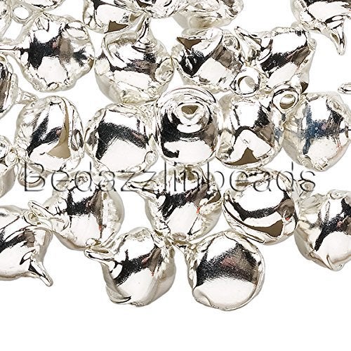 40 10mm 38 inch Steel Craft Jingle Bells With Loop Use as Dangle Charms Silver