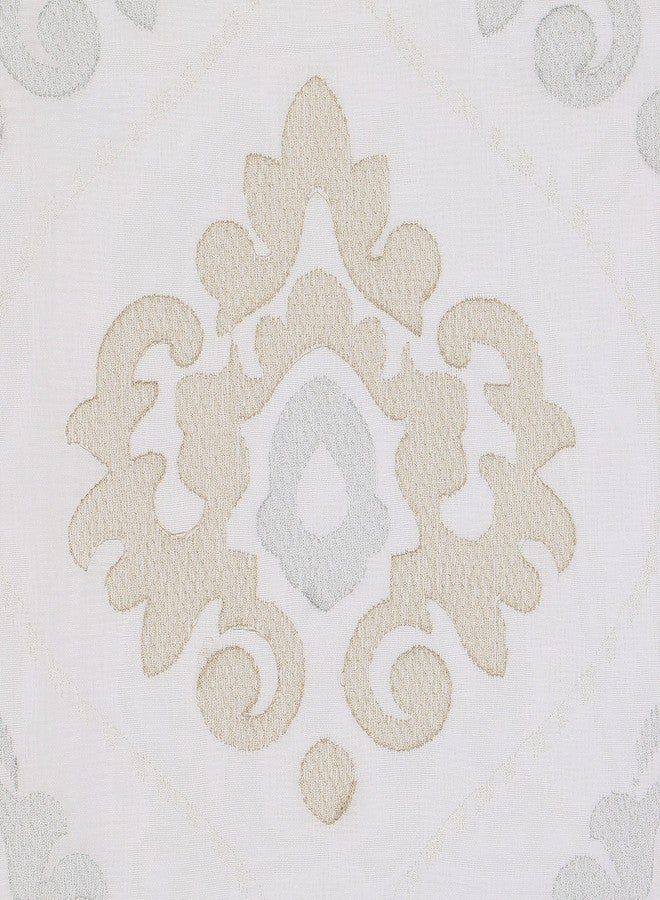 ويفرلي ستارة نافذة شفافة مطرزة من ويفرلي فيليرو، ذات ثنيات خلفية، مناسبة لغرفة المعيشة (لوحة واحدة)، 25 بوصة × 95 بوصة، أبيض - Image 2