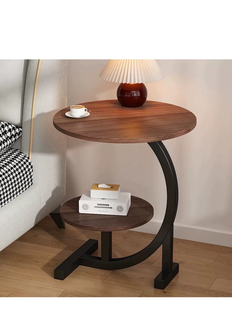 Y&D - Compact and Portable Coffee Table End Table with Iron Frame and Double-layer Storage for Use on Balconies and Living Rooms - Image 1