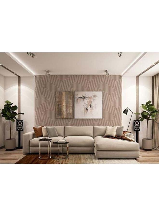 Al Home Unique Beige Linen L-Shaped Sofa - 90x250x170x45 cm - Swedish Wood By Alhome