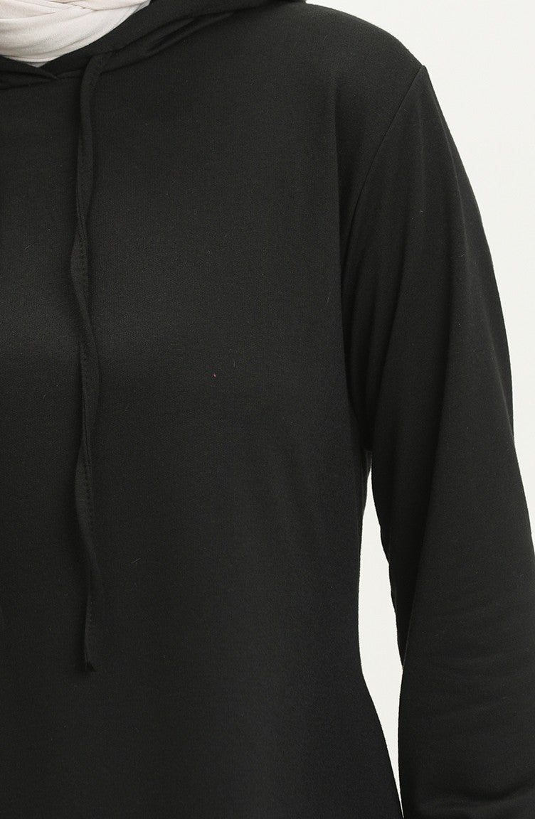 Sefa Merve Two Thread Hooded Sports Dress 0190-09 Black  - Image 4
