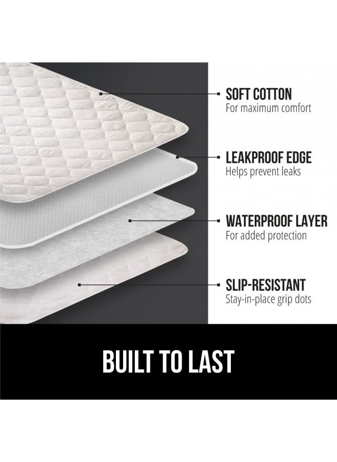 Gorilla Grip Washable and Reusable Underpads, Absorbent Leak Proof Bed Incontinence Pads, 52x34, Slip Resistant Bedwetting Pad Protector Absorbs up to 8 Cups for Bedwetting, Adults Elderly Kids, White