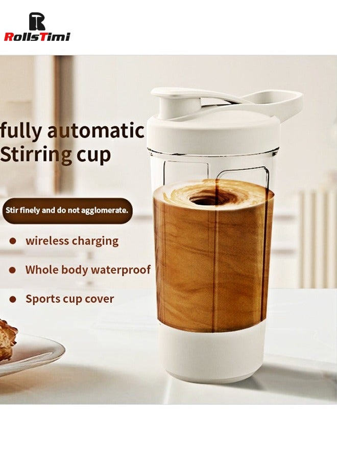 RollsTimi  Self Stirring Shaker Cup, Usb Rechargeable Electric Mixer, Lightweight Durable Multifunctional Automatic Shaker, Portable Mixing Cup For Proten Shakes Juices Coffee,White - Image 4