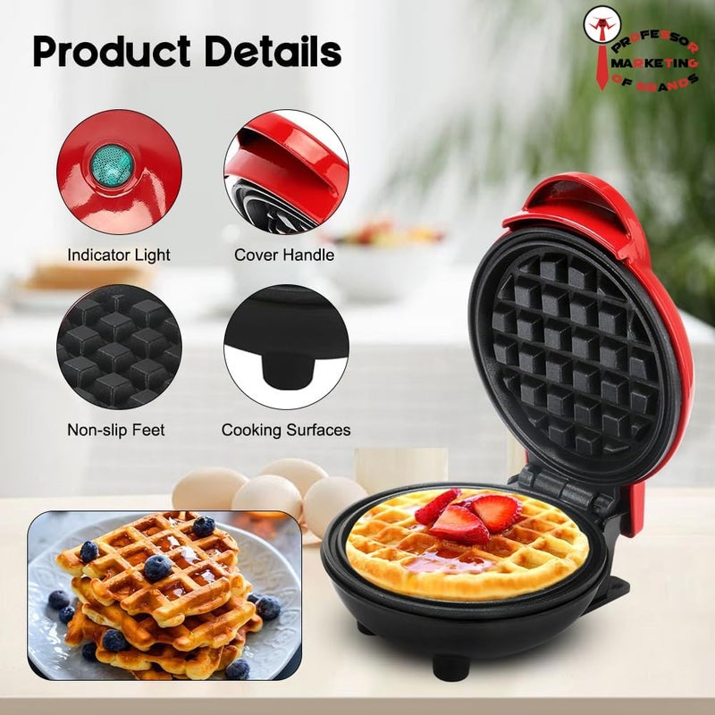 Waffle Maker 350W Non-Stick Coating Classic Waffle Maker Electric Cake Maker for Pancakes Biscuits Shuffle Snacks Belgian Waffle - Image 4