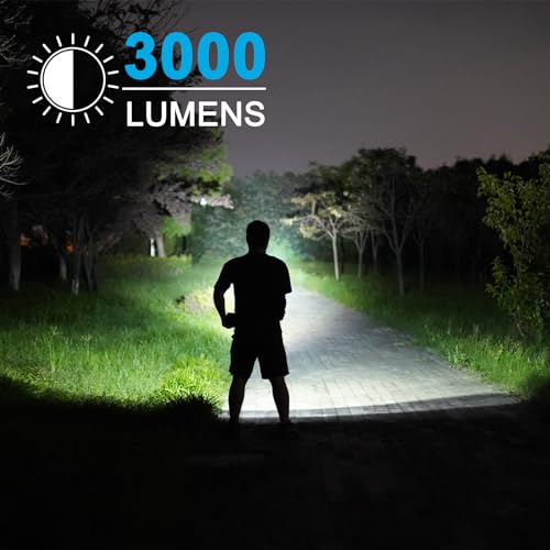 GOODSMANN Rechargeable Spotlight Waterproof LED Flashlight 3000 Lumen Submersible Searchlight with USB Adapter Car Charger 9924-H101-01 - Image 3