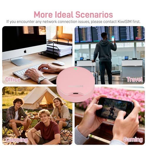 KiwiSIM 4G LTE Mobile Hotspot, Portable WiFi 6 Device with 10GB Data for 30 Days, Compatible with AT&T, T-Mobile, Verizon, No Contract, Pay as You Go, UFO Shape Design, Pink - Image 4