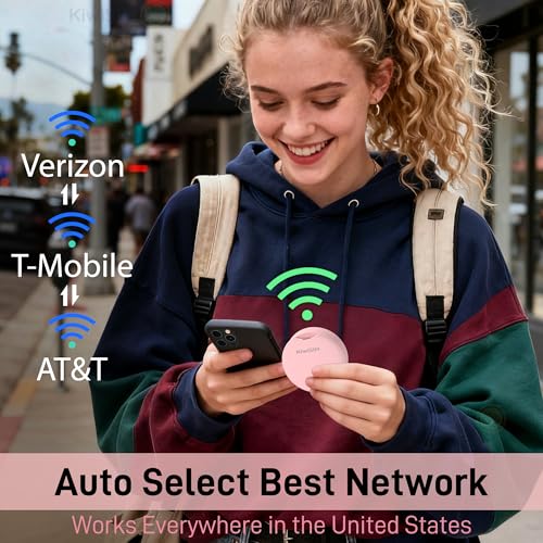 KiwiSIM 4G LTE Mobile Hotspot, Portable WiFi 6 Device with 10GB Data for 30 Days, Compatible with AT&T, T-Mobile, Verizon, No Contract, Pay as You Go, UFO Shape Design, Pink - Image 3