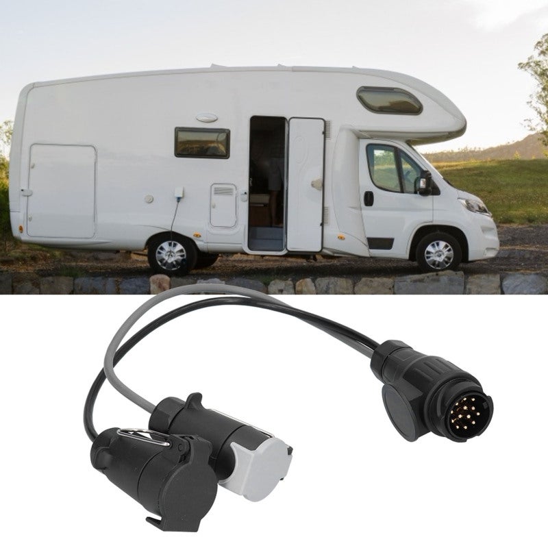 Trailer Plug Converter: 13Pin to 7Pin Plug And Play Design - High Quality PVC Brass Construction Trailer Socket Converter for European Caravans RVs Semi Trailers Commercial Vehicles - Image 2