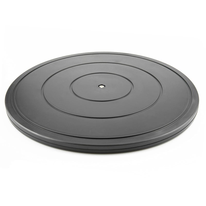 VOLCANOES CLUB 16Inch Lazy Susan Turntable - Heavy Duty Rotating Swivel Steel Ball Bearings - Flat Base Stand for TV/Computer/Monitor/Arts/Crafts/Bonsai/Christmas Tree/Cabinet Organizer(Plastic&Black) - Image 1