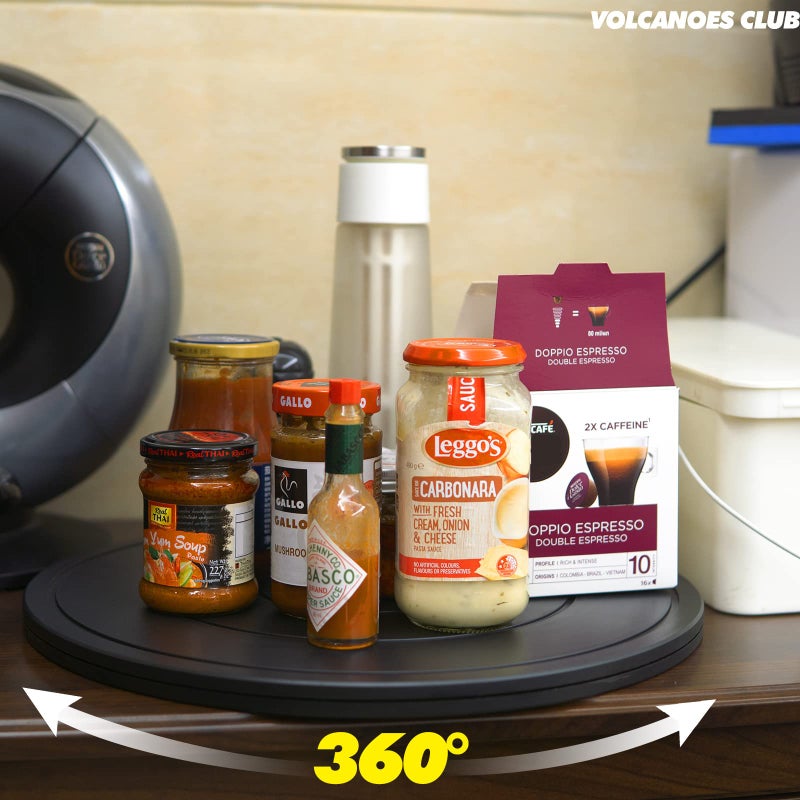 VOLCANOES CLUB 16Inch Lazy Susan Turntable - Heavy Duty Rotating Swivel Steel Ball Bearings - Flat Base Stand for TV/Computer/Monitor/Arts/Crafts/Bonsai/Christmas Tree/Cabinet Organizer(Plastic&Black) - Image 2