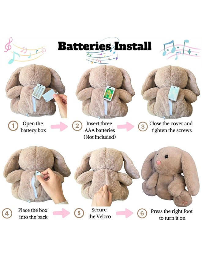 meayul Breathing Stuffed Animal, Soothing Stuffed Animal for Anxiety Relief with Realistic Breathing Motion, Calming Music, Gentle Lights, Machine Washable, Ideal for Baby Adult and Relaxation, Rabbit - Image 3
