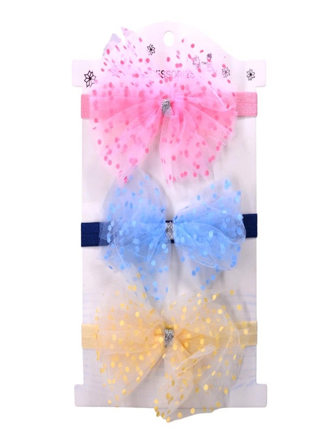 SYGA Pack of 3 Baby Headband | Soft, Stretchable & Skin-Friendly Hairbands for Baby Girls | Cute Bow & Floral Designs | Perfect for Newborns, Infants & Toddlers 0–3 Year(Design-04) - Image 1