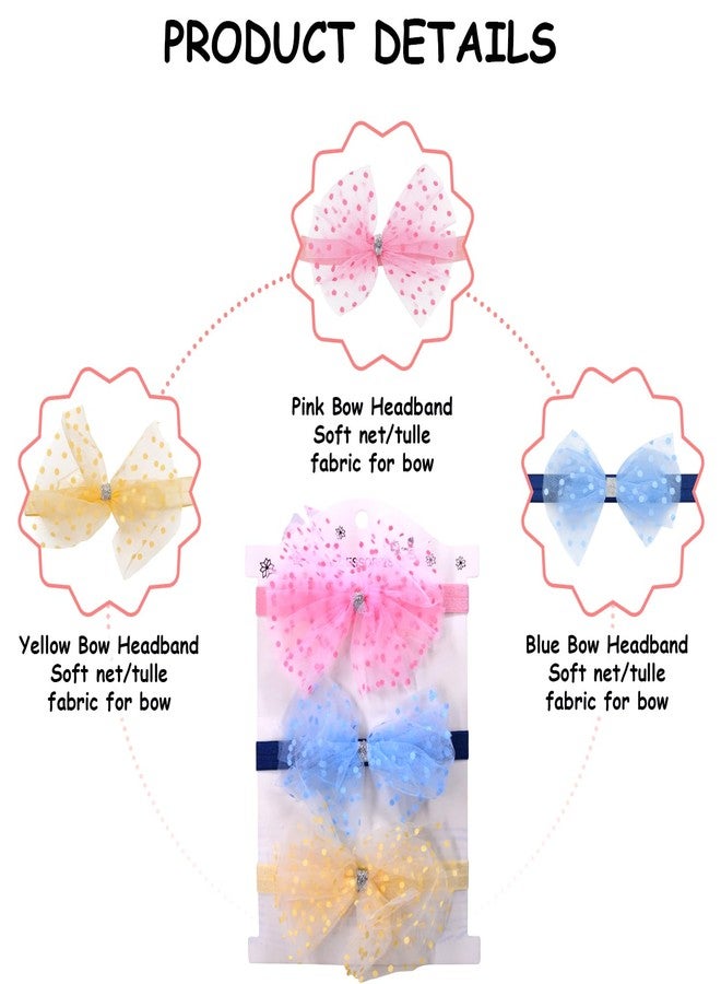 SYGA Pack of 3 Baby Headband | Soft, Stretchable & Skin-Friendly Hairbands for Baby Girls | Cute Bow & Floral Designs | Perfect for Newborns, Infants & Toddlers 0–3 Year(Design-04) - Image 5