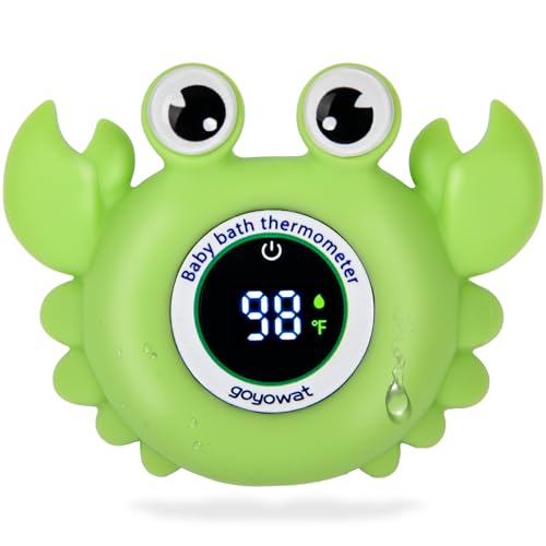 Goyowat Baby Bath Thermometer Crab Toy - Digital Floating Water Thermometer with LED Display & Color Alerts for Infants, Cute Bath Tub Sensor & Safe Bath Time Essential Toy - Image 1