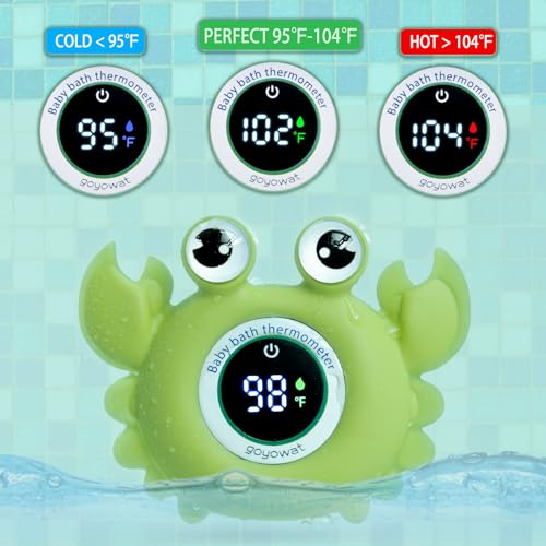 Goyowat Baby Bath Thermometer Crab Toy - Digital Floating Water Thermometer with LED Display & Color Alerts for Infants, Cute Bath Tub Sensor & Safe Bath Time Essential Toy - Image 3