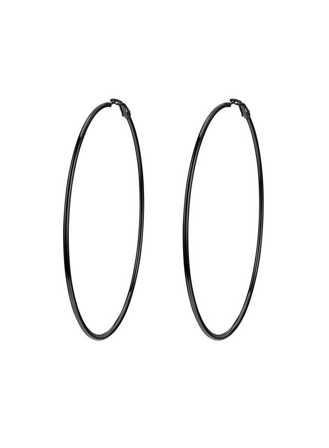 PROSTEEL Black Hoop Earrings Circle Round Stainless Steel Minimalist Fashion Huggie Hoops Hypoallergenic For Women Sensitive Ears - Image 1