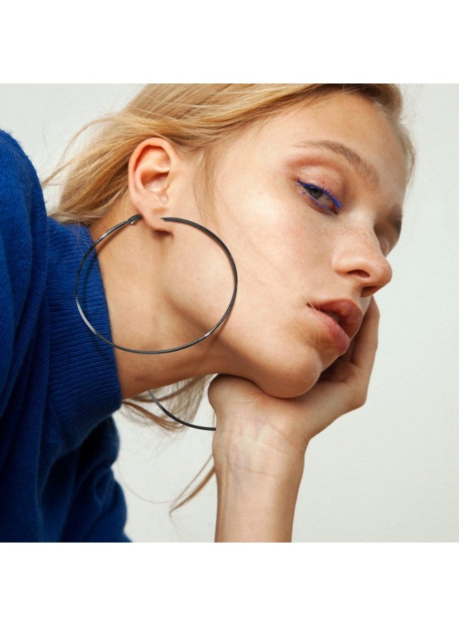 PROSTEEL Black Hoop Earrings Circle Round Stainless Steel Minimalist Fashion Huggie Hoops Hypoallergenic For Women Sensitive Ears - Image 2