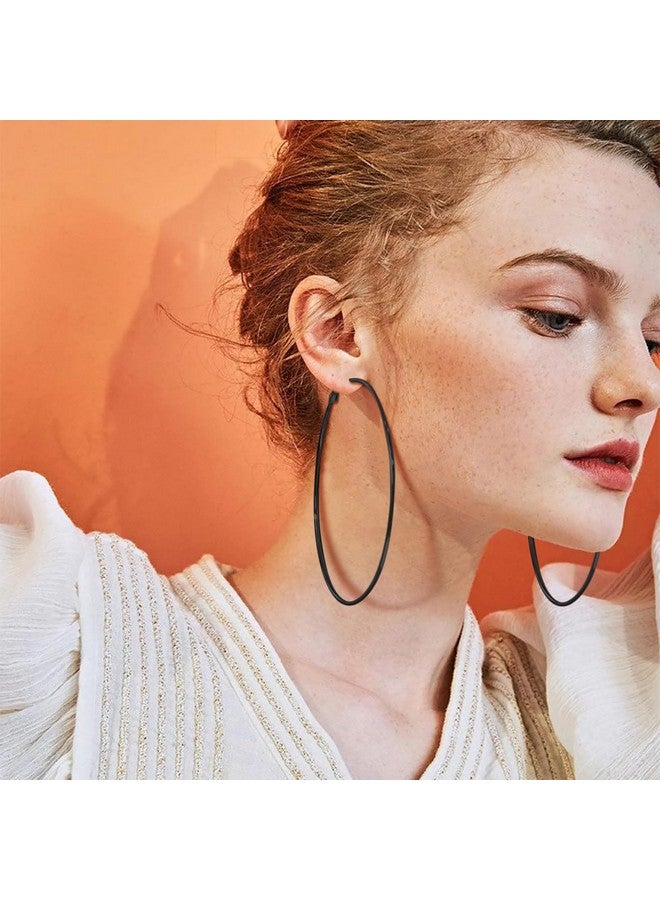 PROSTEEL Black Hoop Earrings Circle Round Stainless Steel Minimalist Fashion Huggie Hoops Hypoallergenic For Women Sensitive Ears - Image 3