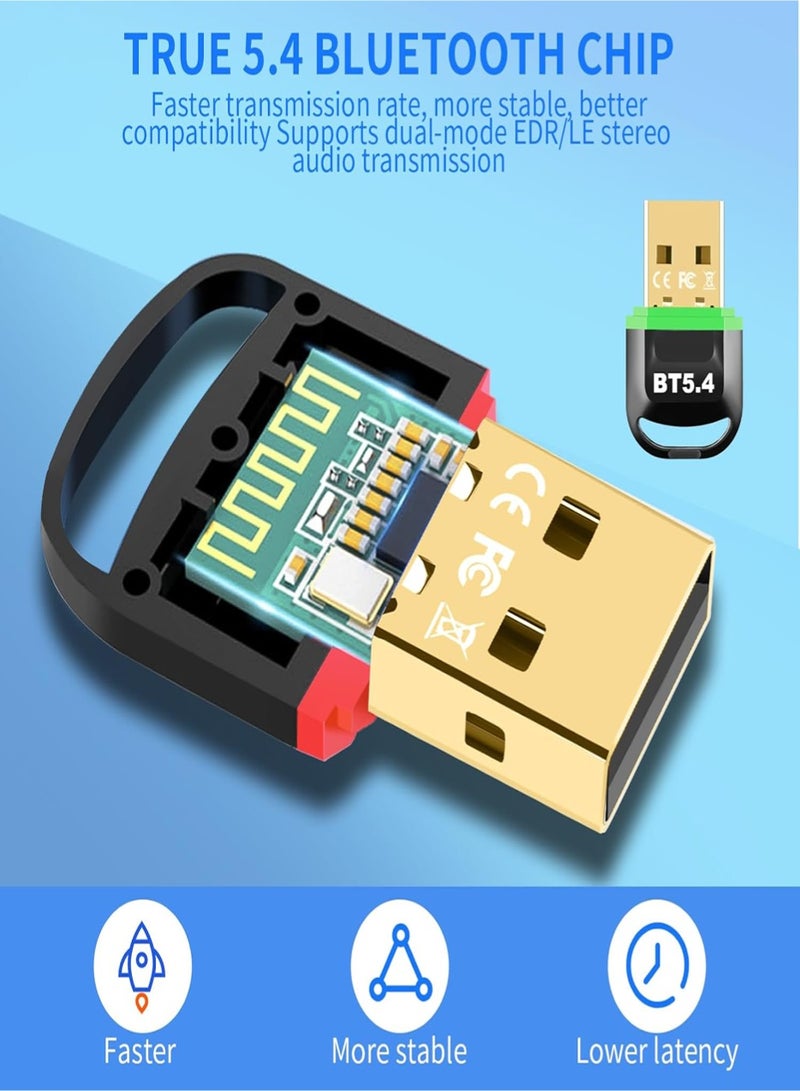 Usb Bluetooth Adapter 5.4 For Computer Transmitter Receiver,  Supports Windows 11/10/8.1/7, Suitable For Desktops, Laptops, Mice, Keyboards, Printers, Headphones, Speakers  - Image 4