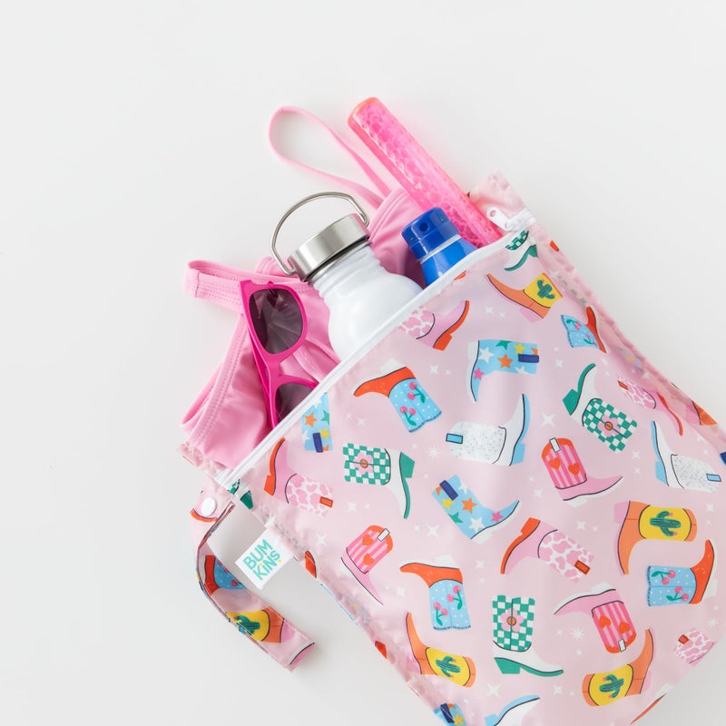 Bumkins - Waterproof Wet Bag & Wet/Dry Clutch Bags - For Beach, Baby, Travel, Swim Suit, Cloth Diapers, Pump Parts, Pool, Gym, Toiletries - Reusable & Easy to Clean - Cowgirl Boots - 2 Pack - Image 4