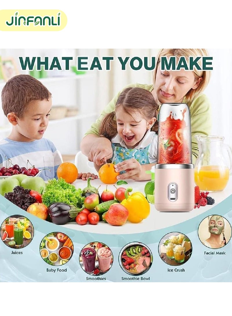 JINFANLI Portable Blender,Personal Size Juicer Cup,Mini Blender,Portable Fruit Cup,for Smoothies,Shakes,Fruit,Ice,400ML Blender Mixer,Handheld Travel,Home（Blue） - Image 4