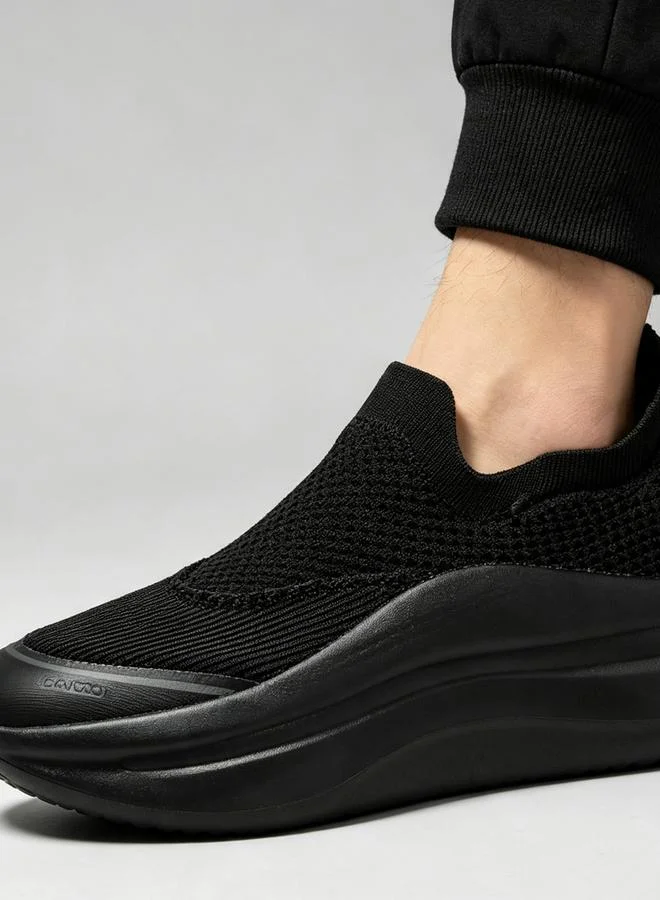 Take Two Unisex Black Knit Slip-On Sneakers