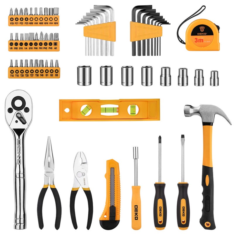 DEKOPRO 65 Pieces Tool Set General Household Hand Tool Kit with Storage Case Plastic ToolBox - Image 3